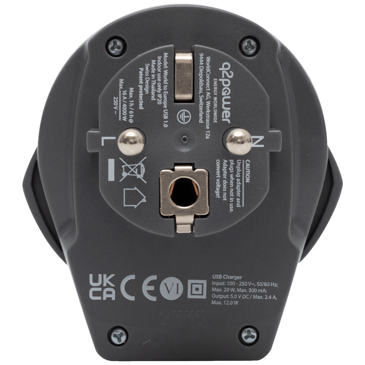 q2power Adapter, putni, univerzalni sa USB-om - World to Europe USB