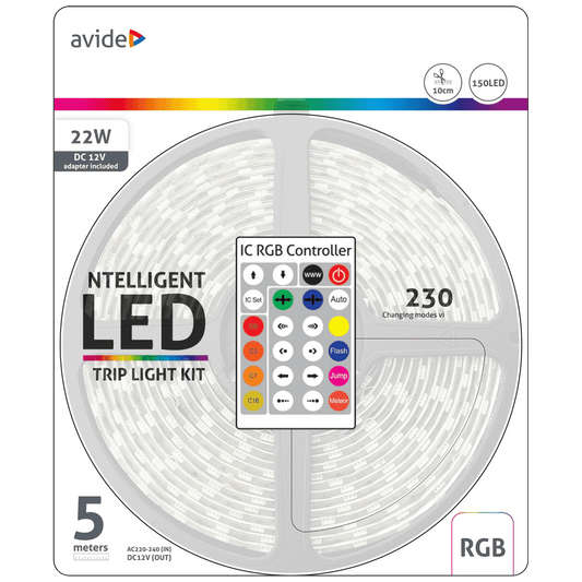 Avide LED traka sa daljinskim upravljačem,RGB,22W,12V,5 met.,IP65 - ABLSBL12V5050-30RGB-IC65