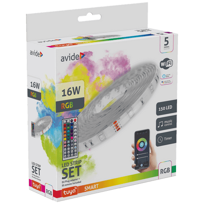 Avide LED traka sa daljinskim upravljačem,RGB,16W,12V,5 met.,WiFi - ALSB5050RGBTUYA44-5M