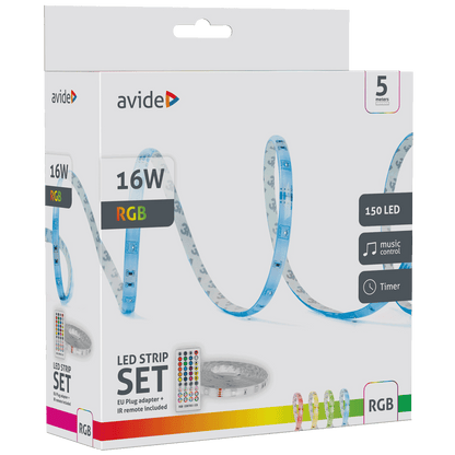 Avide LED traka sa daljinskim upravljačem, RGB, 16W, 12V, 5 met. - ALSB5050RGBMU40-5M