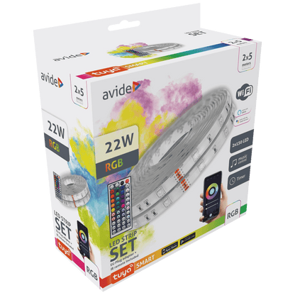 Avide LED traka sa daljinskim upravljačem,RGB,22W,12V,10 met.,WiFi - ALSB5050RGBTUYA44-10M