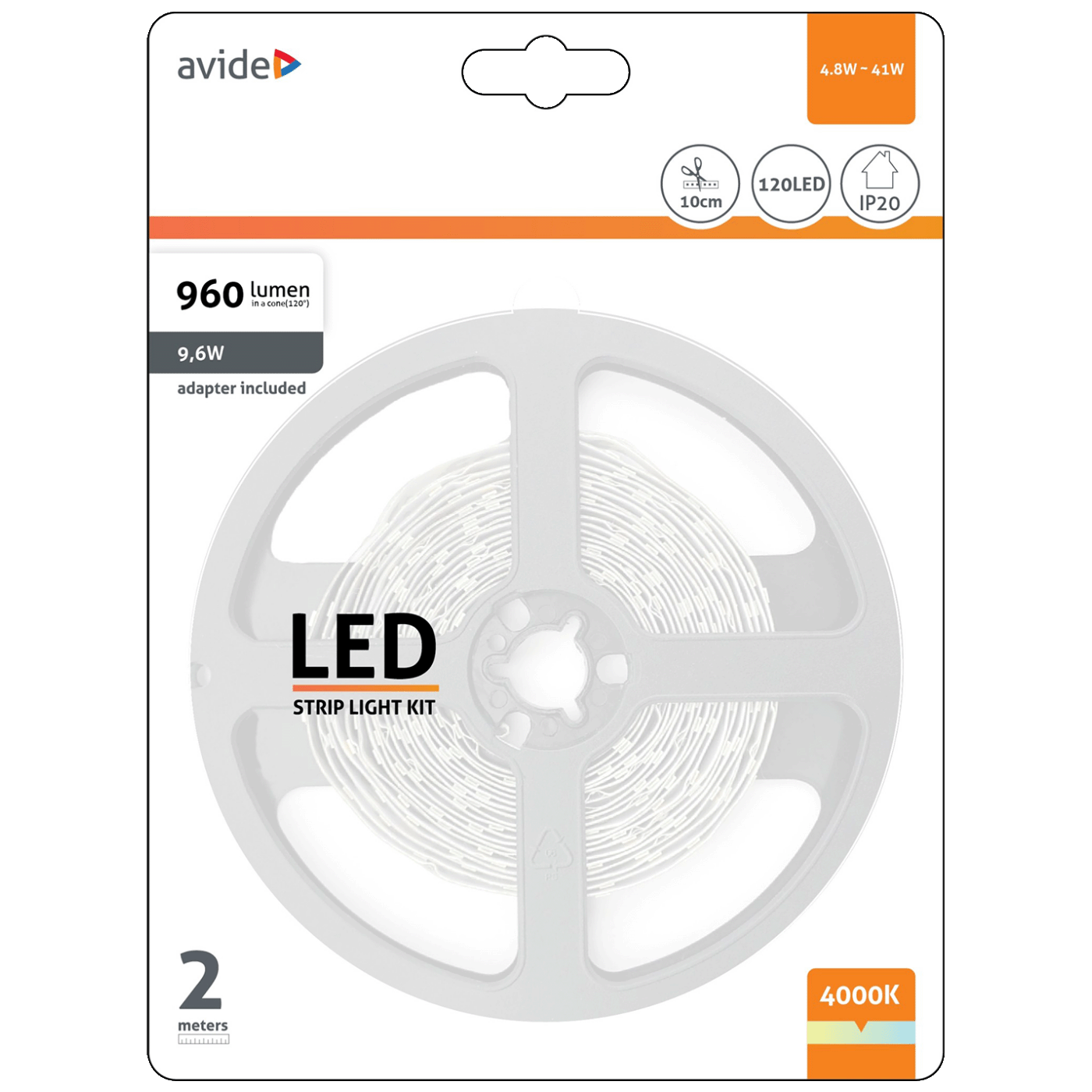 Avide LED traka, 4000K, 4.8W, 12V, 2 met., IP20 - ABLSBL12V2835-60NW