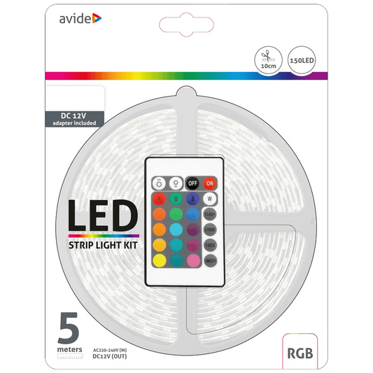 Avide LED traka sa daljinskim upravljačem, RGB, 7.2W, 12V, 5 met. - ABLSBL12V5050-30RGB65