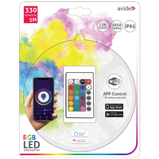 Avide LED traka sa daljinskim upravljačem,RGB,7.2W,12V,5 met.,WiFi - ABLSBL12V5050-30RGB-WIFI+IR
