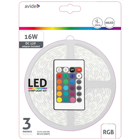 Avide LED traka sa daljinskim upravljačem, RGB, 7.2W, 12V, 3 met. - ABLSBL12V5050-30RGB