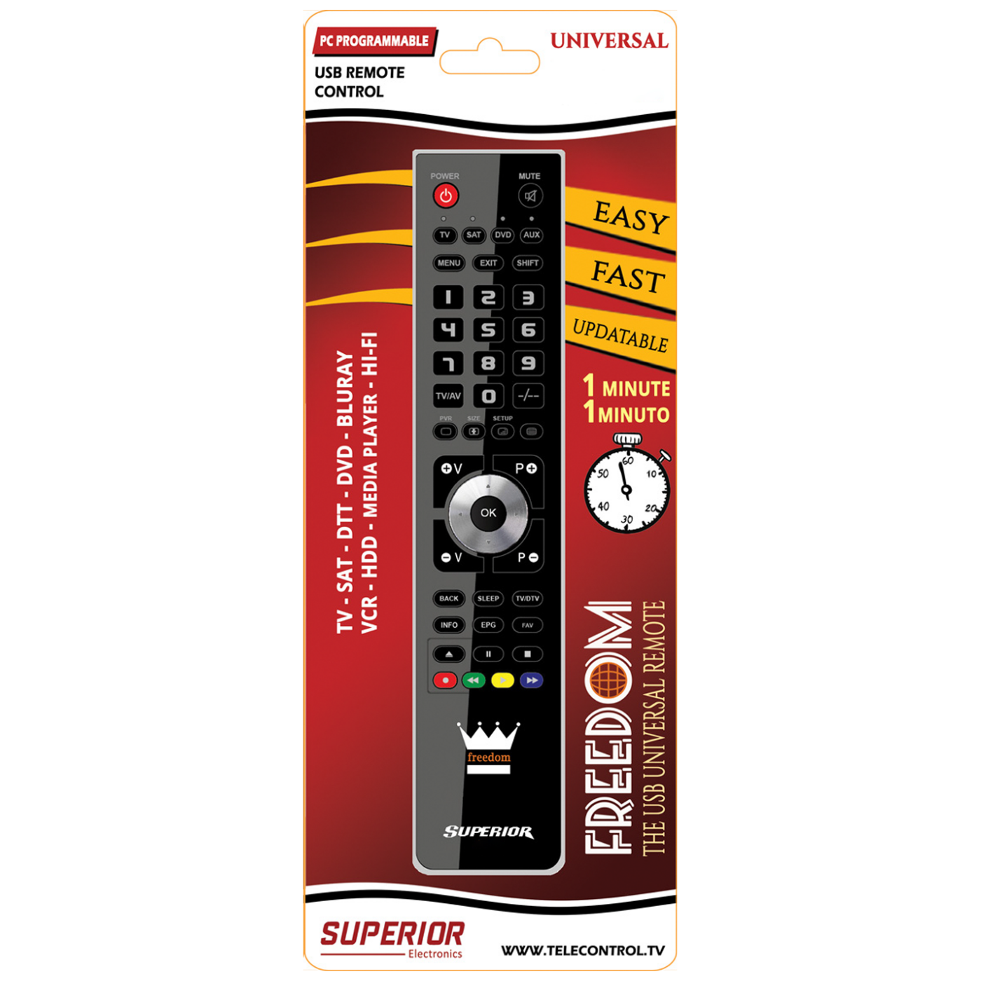 Superior Daljinski upravljač, za 2 uređaja, PC programiranje - SUPERIOR 2:1 FREEDOM - black