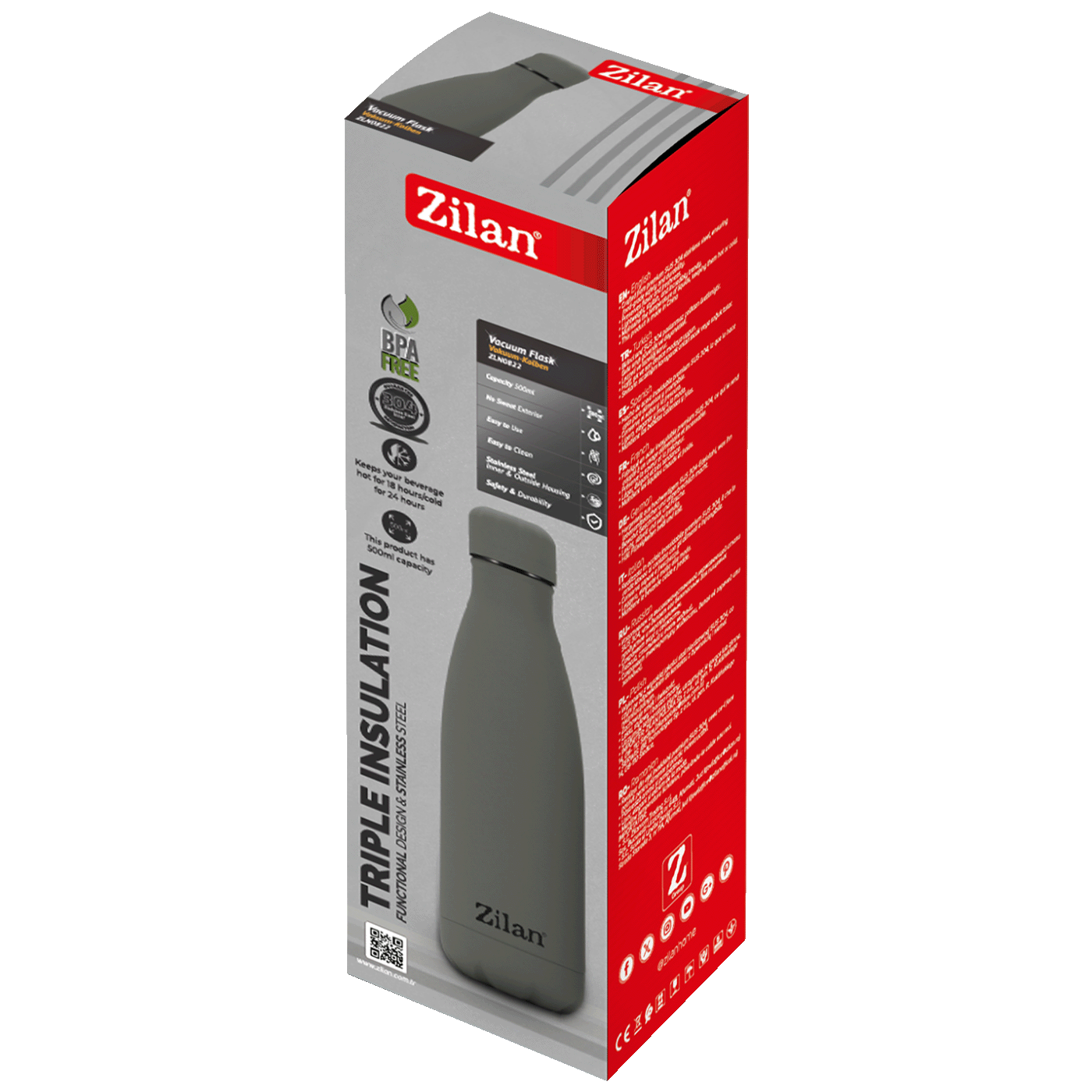 Zilan Termos boca, 500 ml, siva - ZLN0822
