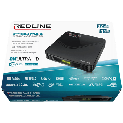 REDLINE Prijemnik IPTV@Android, 4K, 4 / 32 GB, USB, WiFi - IP-80 Max