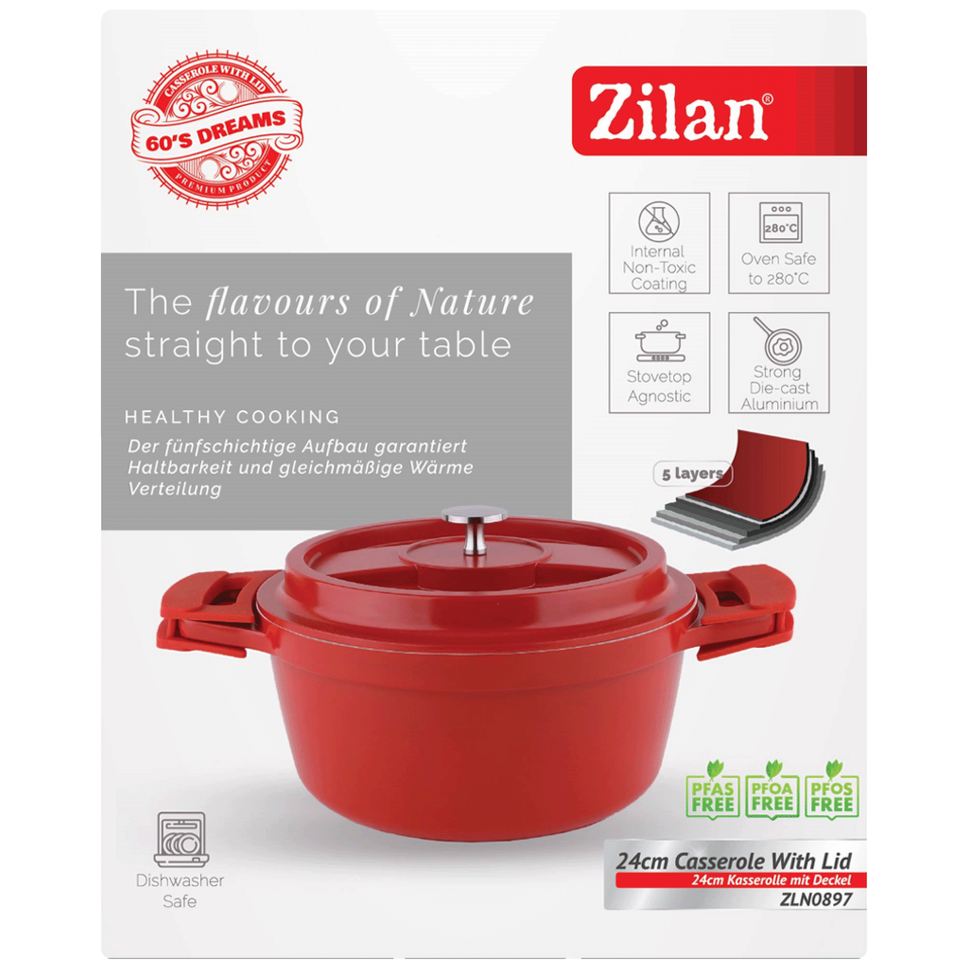 Zilan Kaserola sa poklopcem, 24 cm, Retro - ZLN0897