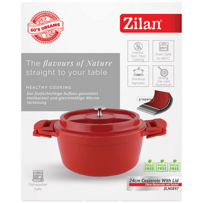 Zilan Kaserola sa poklopcem, 24 cm, Retro - ZLN0897