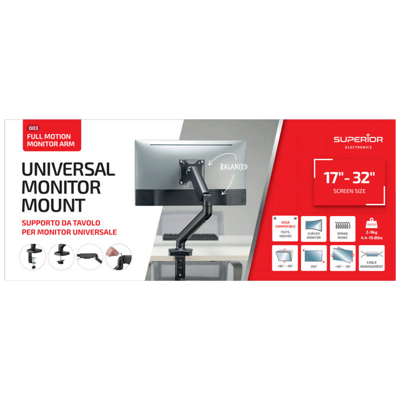 Superior Stolni nosač za LCD monitor, 17" - 32" - Single Monitor Mount PRO