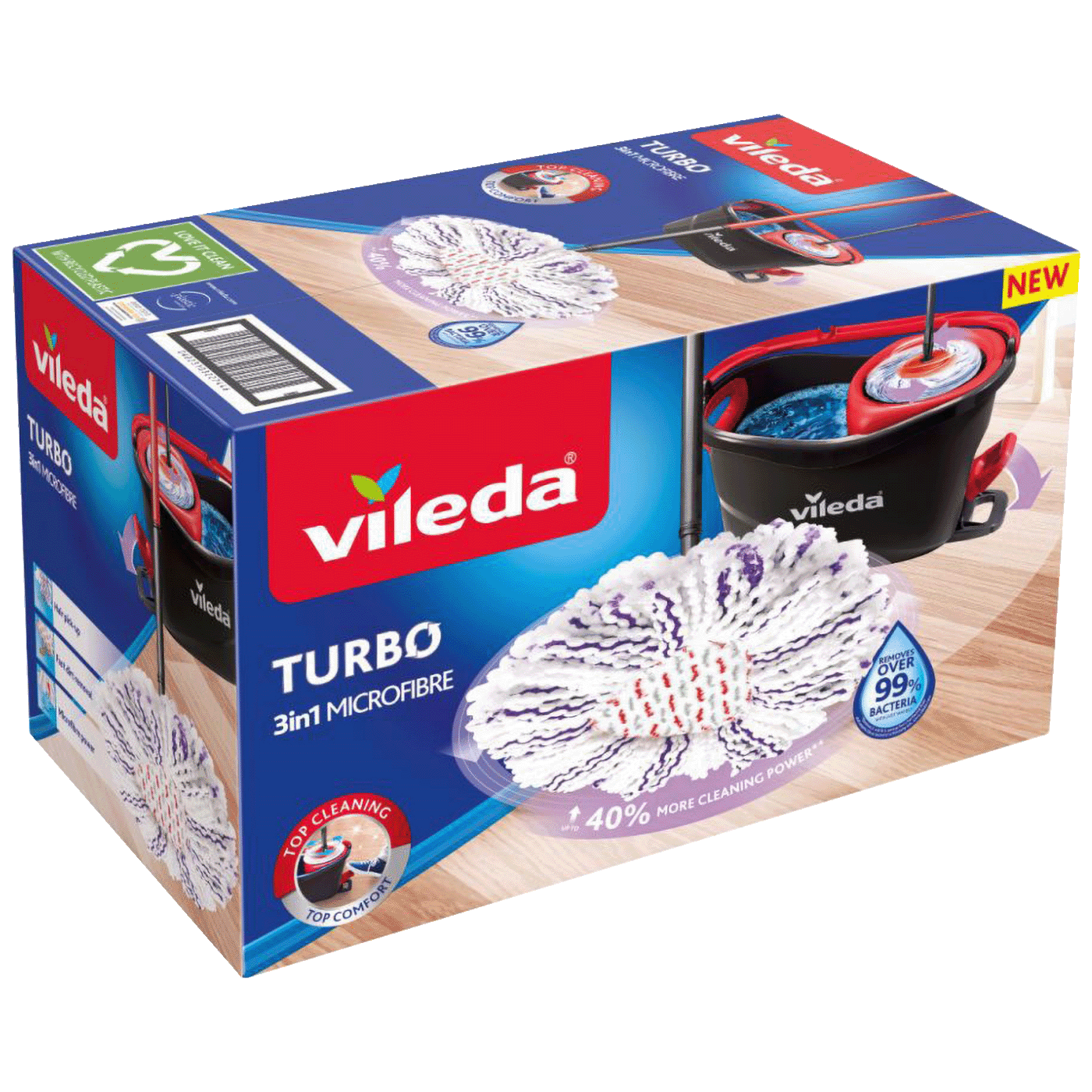 Vileda Set za čišćenje, mop sa kantom, 3in1 Turbo Spin Mop - Spin Mop Turbo 3w1 Microfibre