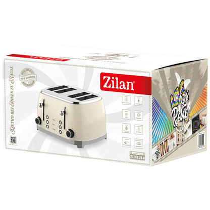 Zilan Toster, 4 otvora za kruh, 6 nivoa grijanja, 1500W, Retro - ZLN1214