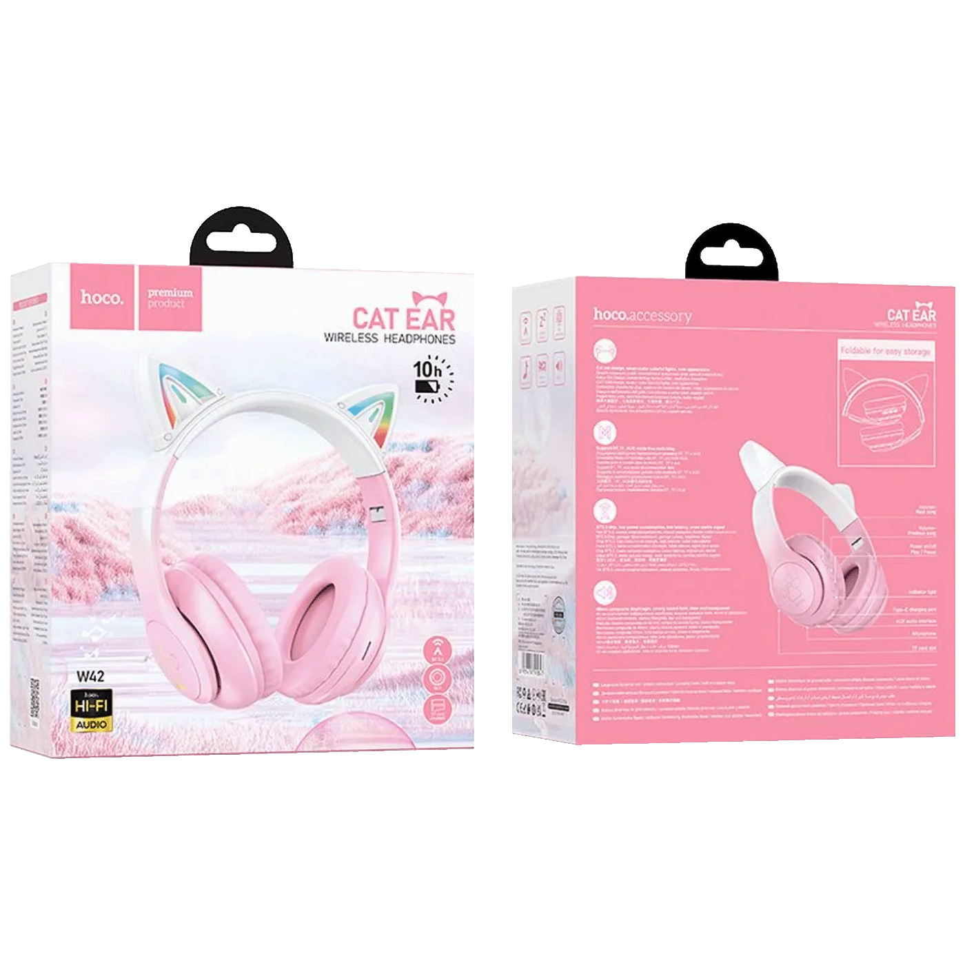 hoco. Slušalice bežične sa mikrofonom, Bluetooth - W42 Cat Ears, Cherry Blossom