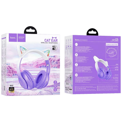 hoco. Slušalice bežične sa mikrofonom, Bluetooth - W42 Cat Ears, Purple Grape