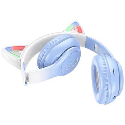 hoco. Slušalice bežične sa mikrofonom, Bluetooth - W42 Cat Ears, Crystal Blue