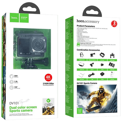 hoco. Sportska kamera, 1.3"/ 2" IPS LCD, 4K UHD, WiFi, microSD - DV101