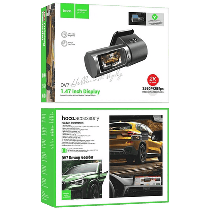 hoco. Auto kamera, 4 Mpxiel, 1.47" TFT LCD, 2K, microSD - DV7