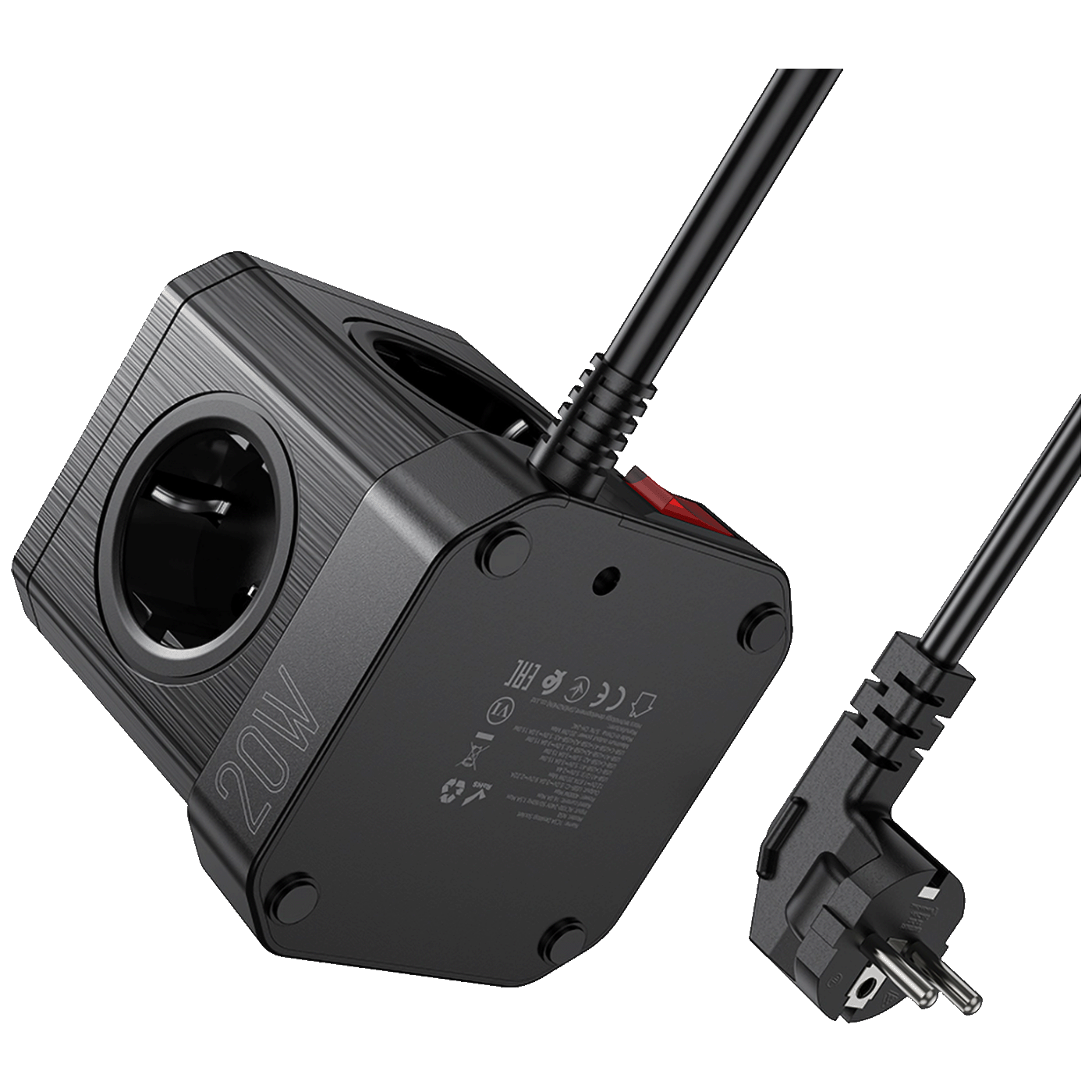 hoco. Produžni kabl, 5 utičnica, 3 x USB, 1 x USB C PD20W, 2 met. - NS8 Sharp