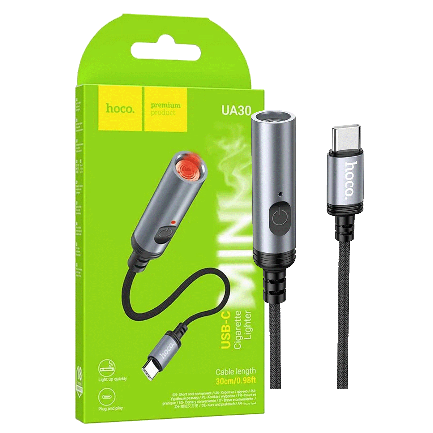 hoco. Upaljač sa USB type C kabelom - UA30 type C