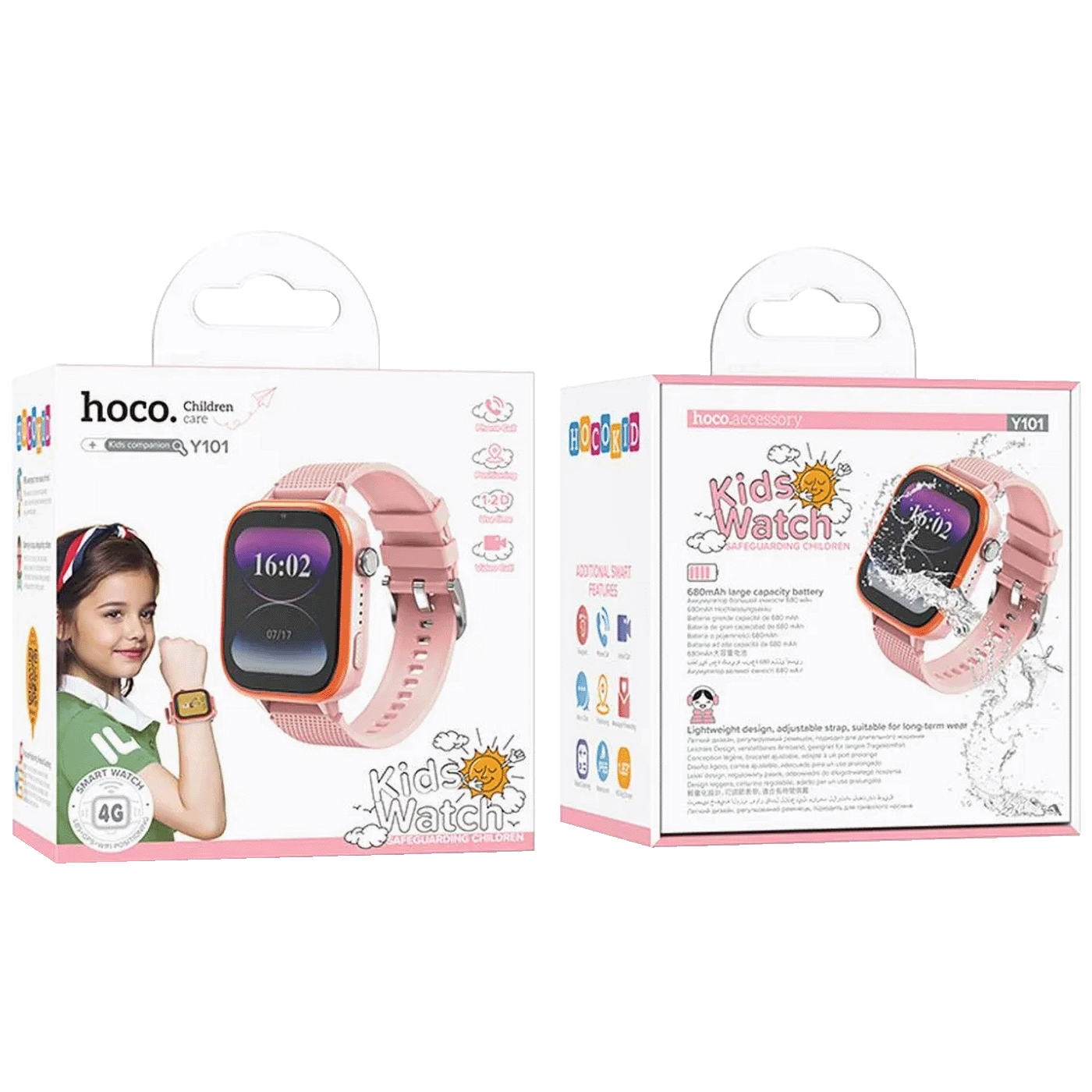 hoco. Pametni sat za djecu, 1.83" ekran, 4G, Nano SIM - Y101 Pink