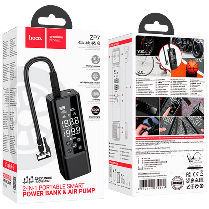 hoco. Pametni kompresor, 5000 mAh, LED zaslon, USB type C - ZP7 Maddy