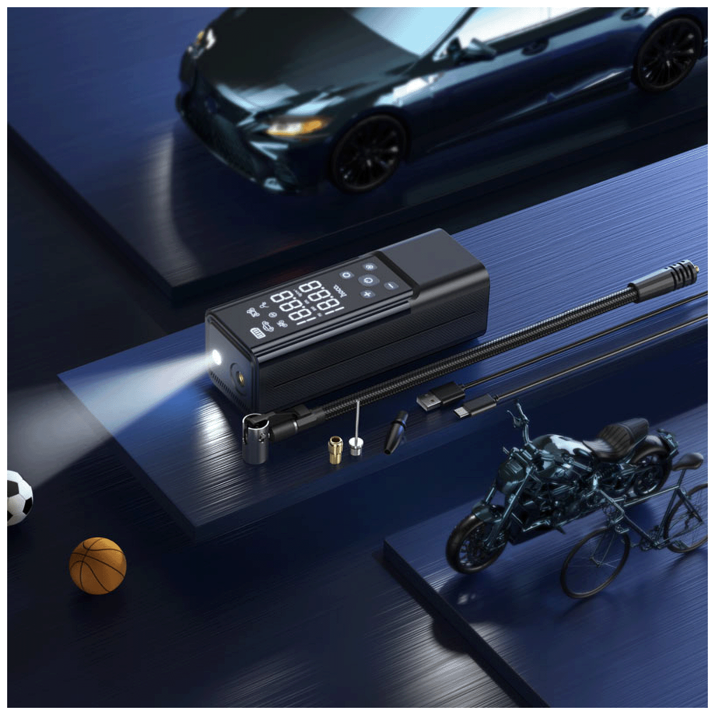 hoco. Pametni kompresor, 5000 mAh, LED zaslon, USB type C - ZP7 Maddy