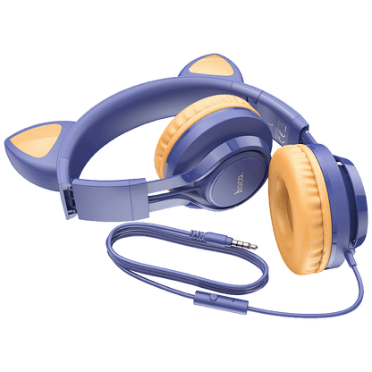 hoco. Slušalice sa mikrofonom, mačje uši, plava - W36 Cat ear, midnight blue