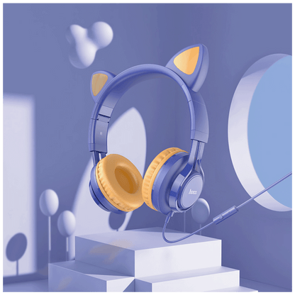 hoco. Slušalice sa mikrofonom, mačje uši, plava - W36 Cat ear, midnight blue
