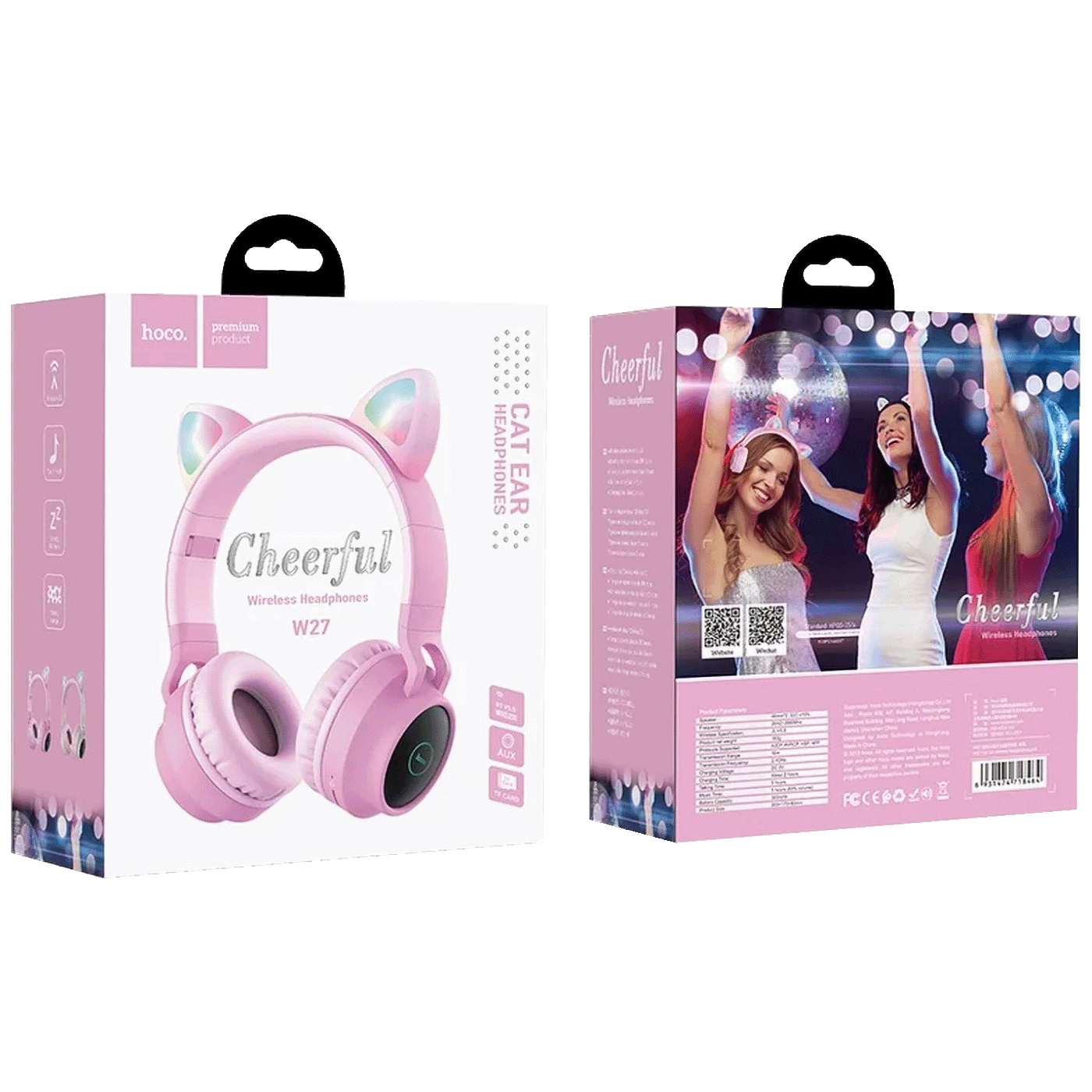 hoco. Slušalice bežične, Bluetooth - W27 Cat Ear Pink