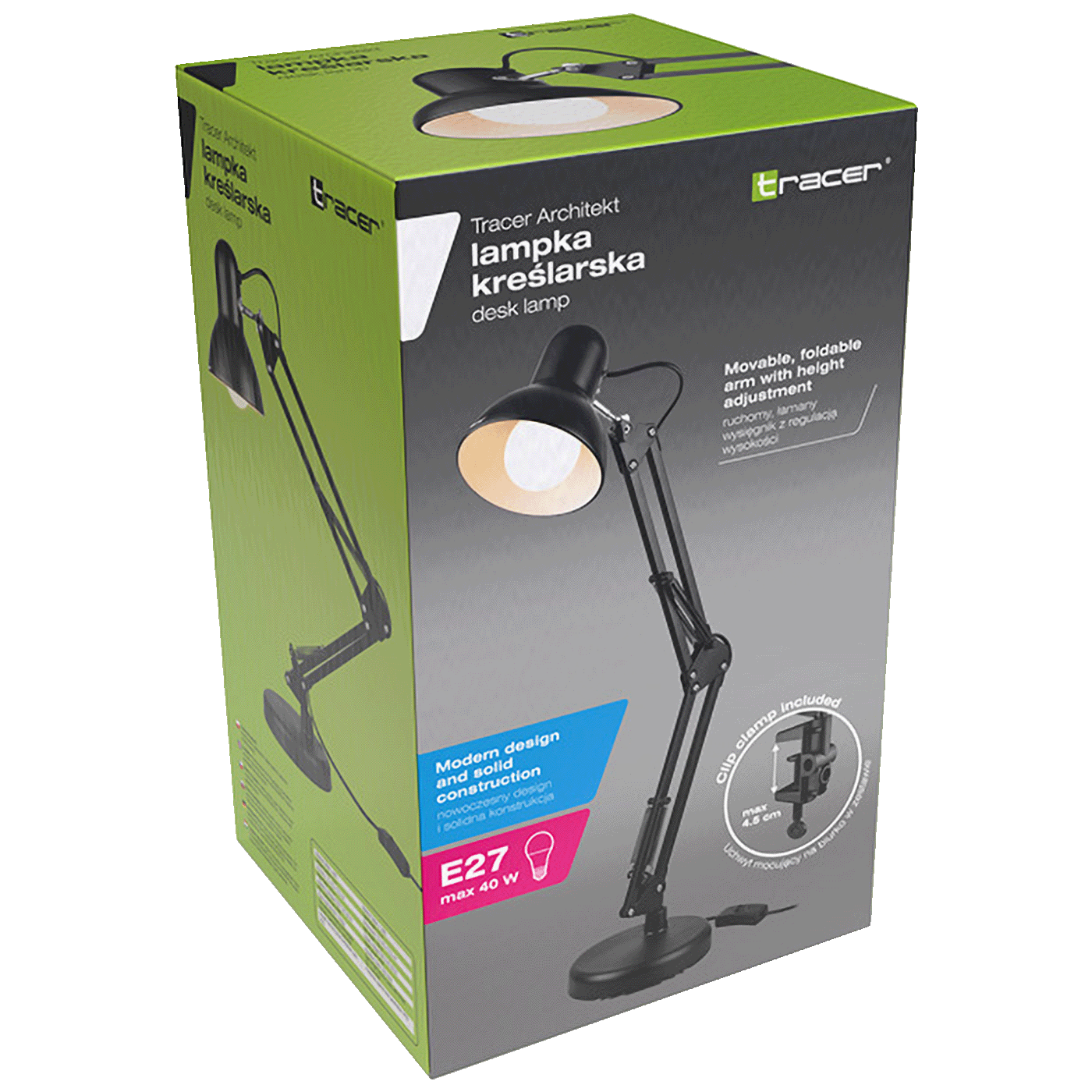 Tracer Lampa,stolna, E27 grlo, max. 40 W, IP20 - Architect 2-in-1 Desk Lamp