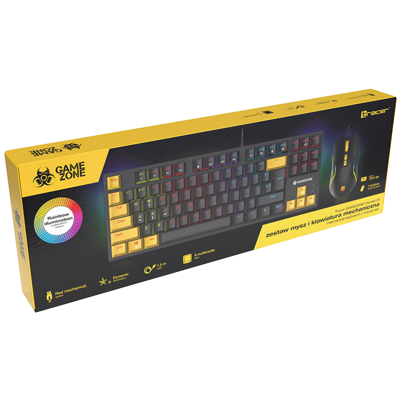 Tracer Tastatura sa osvjetljenjem, optički miš, gaming set, USB - GAMEZONE HORNET87 USB