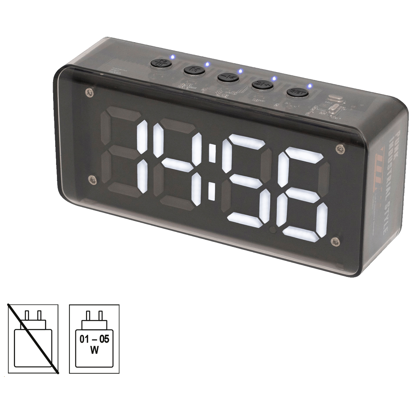 home Sat sa alarmom, FM radio, Bluetooth, microSD, USB, 3W - MECHACLOCK