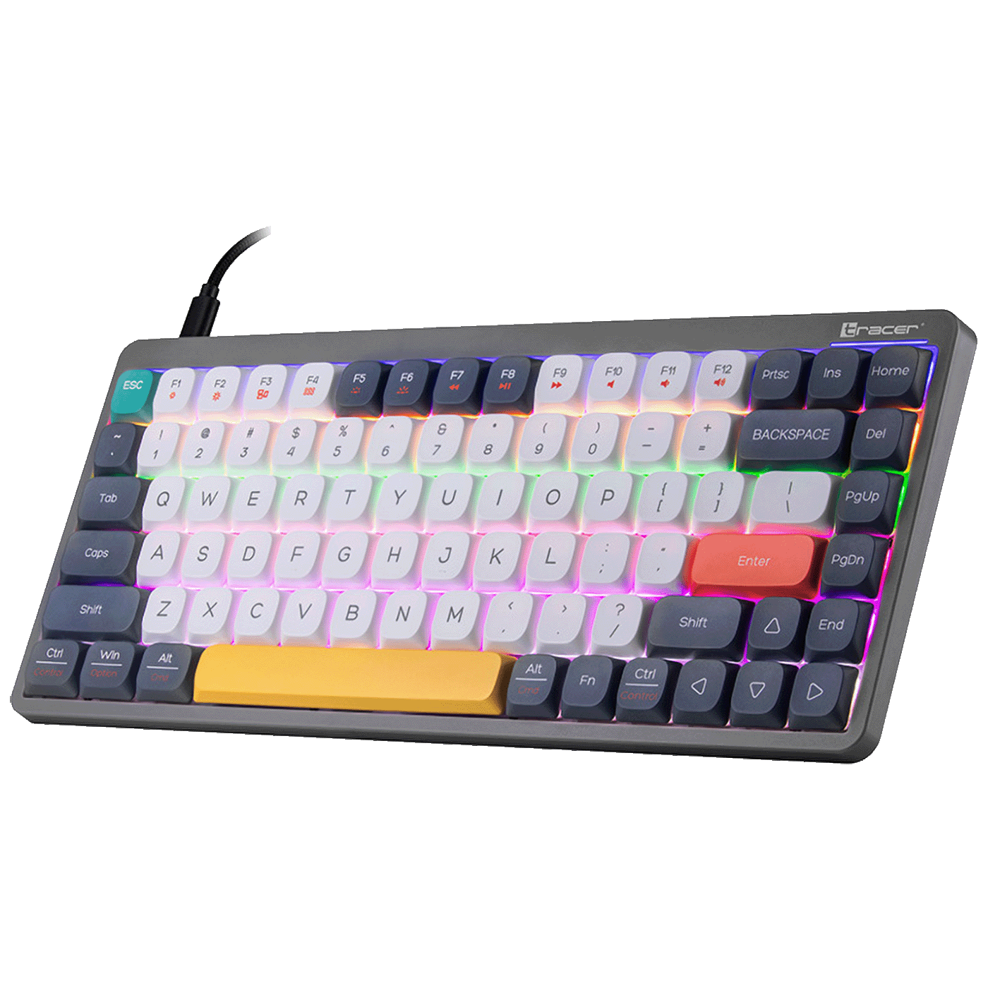 Tracer Tastatura sa osvjetljenjem, USB/BT/WiFi, gaming, mehanička - FINA 84 Grey