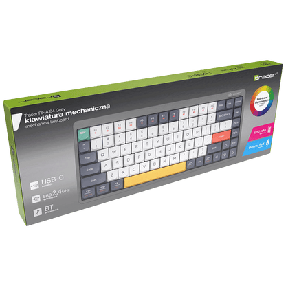 Tracer Tastatura sa osvjetljenjem, USB/BT/WiFi, gaming, mehanička - FINA 84 Grey
