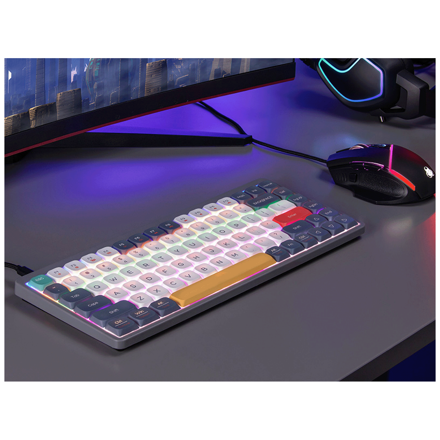 Tracer Tastatura sa osvjetljenjem, USB/BT/WiFi, gaming, mehanička - FINA 84 Grey