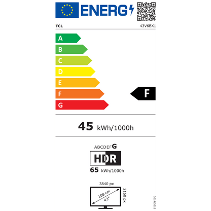 TCL Televizor Smart LED 4K UltraHD 43", Google TV - 43V6B