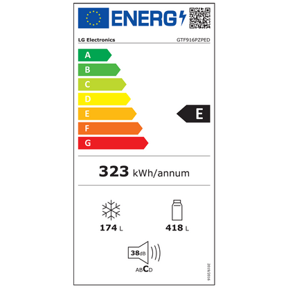 LG Frižider/zamrzivač,  zapremina 592 lit., DoorCooling+, E - GTF916PZPED