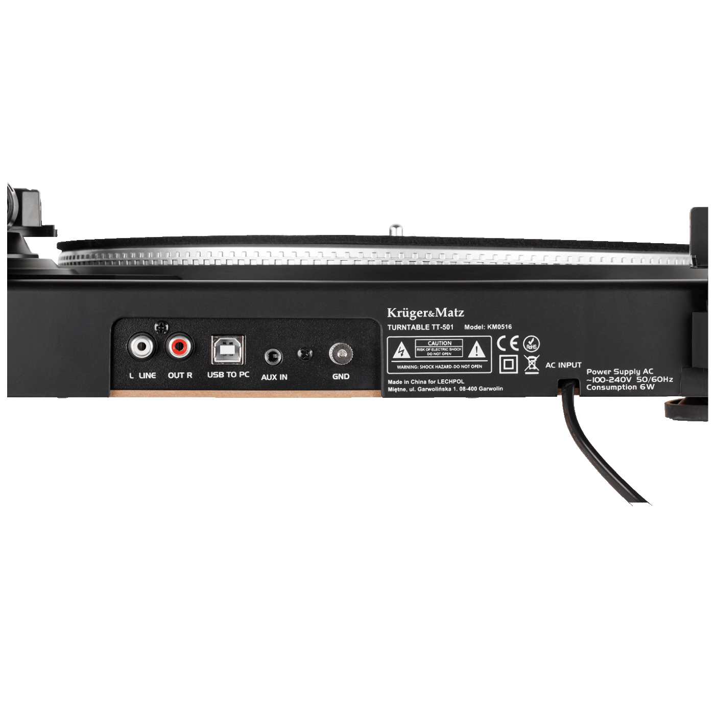 Krüger&Matz Gramofon, 33/45 rpm, USB, RCA - TT-501