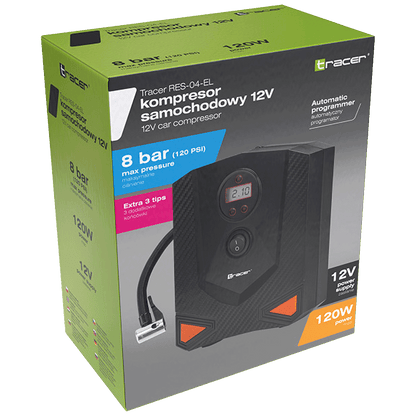 Tracer Kompresor, LCD zaslon, DC 12V, 120 PSI, 8 bar, 120W - RES-04-EL