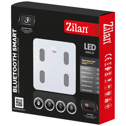 Zilan Pametna vaga, tjelesna, do 180 kg, LED zaslon, Bluetooth - ZLN8979