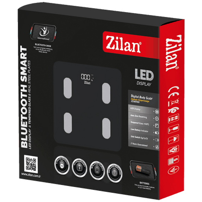 Zilan Pametna vaga, tjelesna, do 180 kg, LED zaslon, Bluetooth - ZLN8980