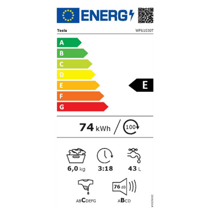 Tesla Mašina za veš, 1000 obrtaja, 6 kg veša, E - WF61030T