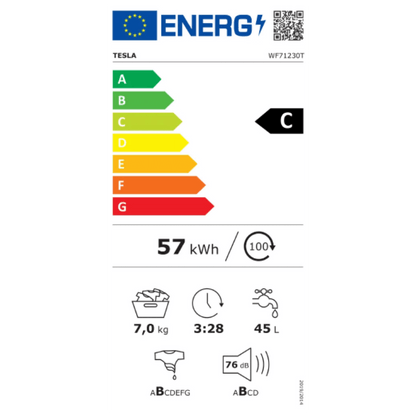 Tesla Mašina za veš, 1200 obrtaja, 7 kg veša, Inverter, C - WF71230T
