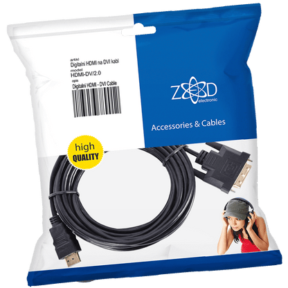 ZED electronic HDMI na DVI kabl,  2.0 met, ver. 1.4 - HDMI-DV/2.0
