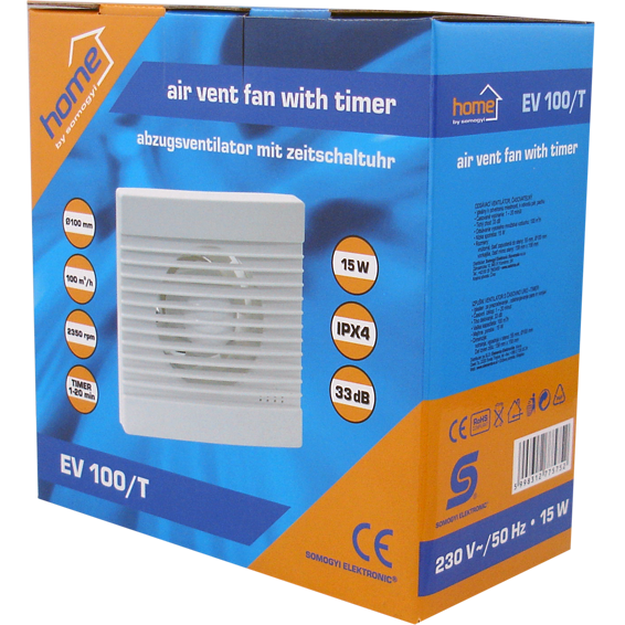 home Aspirator ugradbeni za ventilaciju sa timerom, 158x158mm - EV 100/T