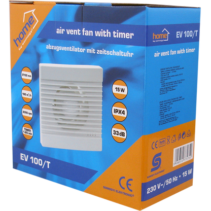 home Aspirator ugradbeni za ventilaciju sa timerom, 158x158mm - EV 100/T