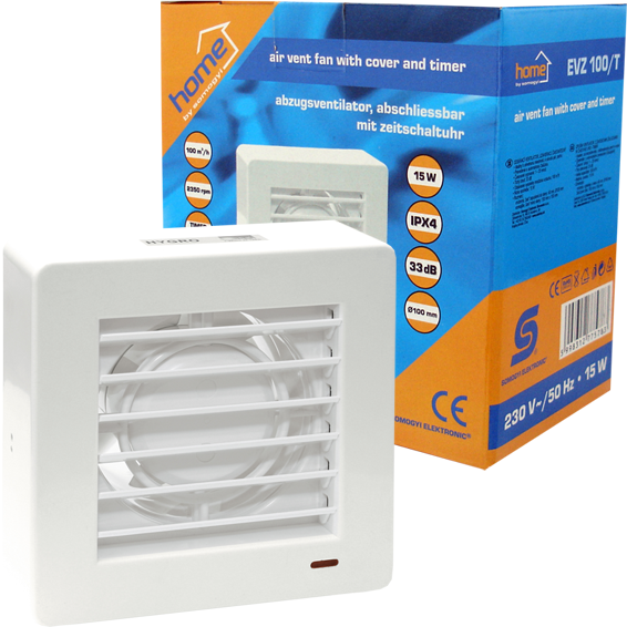 home Aspirator ugradbeni za ventilaciju sa timerom, 150x150mm - EVZ 100/T