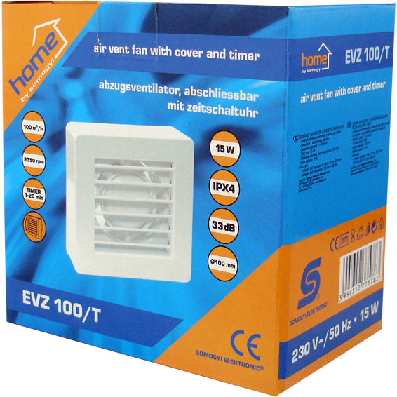 home Aspirator ugradbeni za ventilaciju sa timerom, 150x150mm - EVZ 100/T
