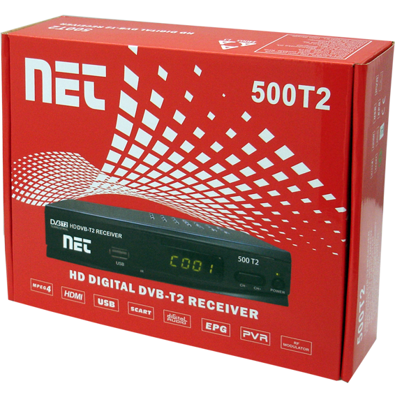 NET Prijemnik zemaljski,DVB-T2,Scart,HDMI,RF Modulator, displey - 500 T2